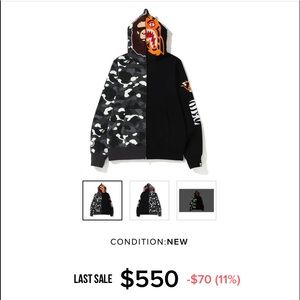 Bape full zip tiger hoodie